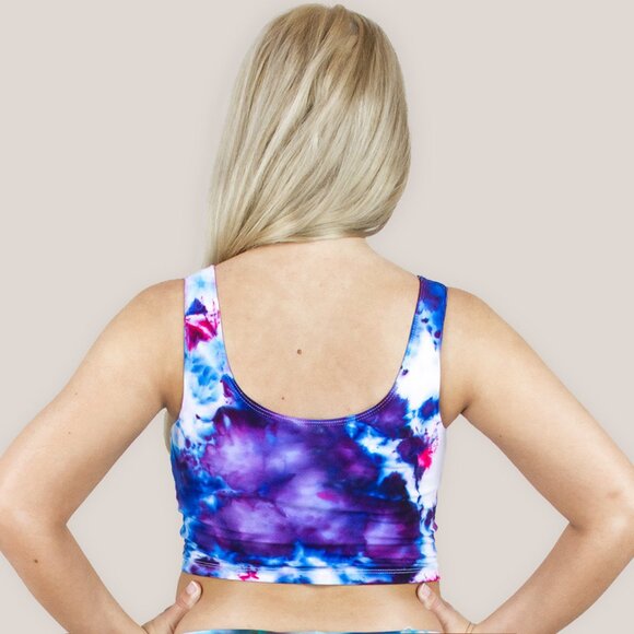 Bryce Dusk Ice Dye Crop Tank | Tie Dye Blue and Purple Cotton Crop Top Hand-Dyed - Picture 2 of 3